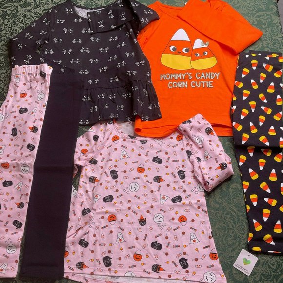 NWT 5t 5 candy corn cats 6p set leggings tops halloween pumpkins children place